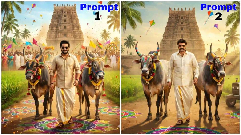 Sankranti Festival AI Poster Prompts – Bhogi & Kanuma Cinematic AI Posters