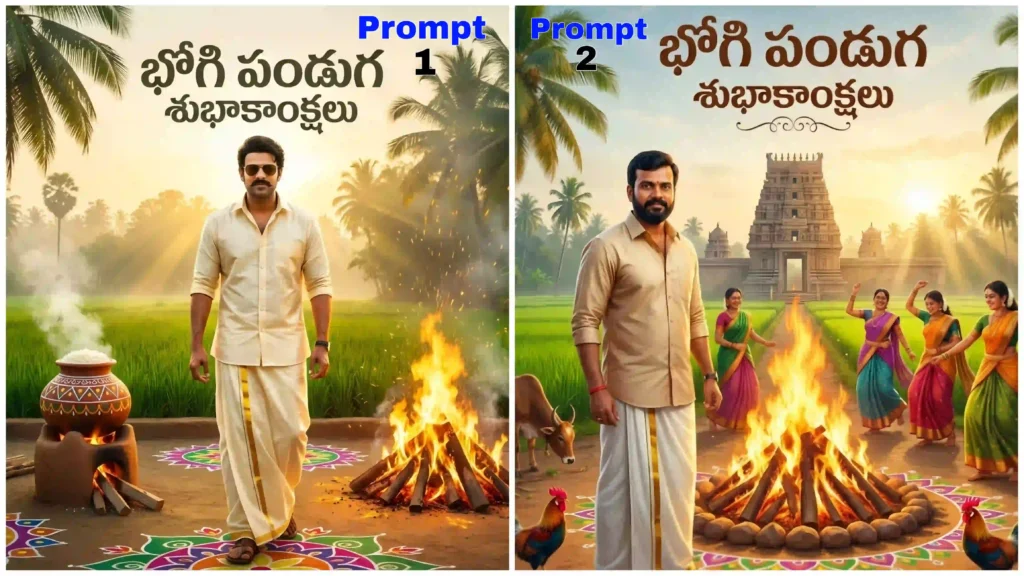 Sankranti Festival AI Poster Prompts – Bhogi & Kanuma Cinematic AI Posters
