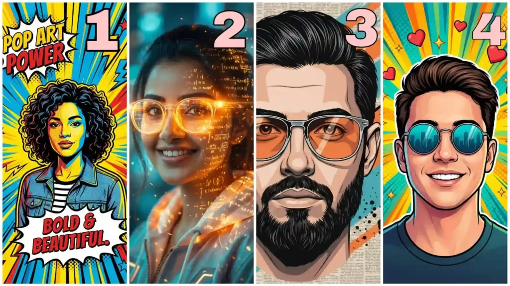 Cinematic AI portrait with glowing neon glasses, futuristic light effects, and dramatic color grading