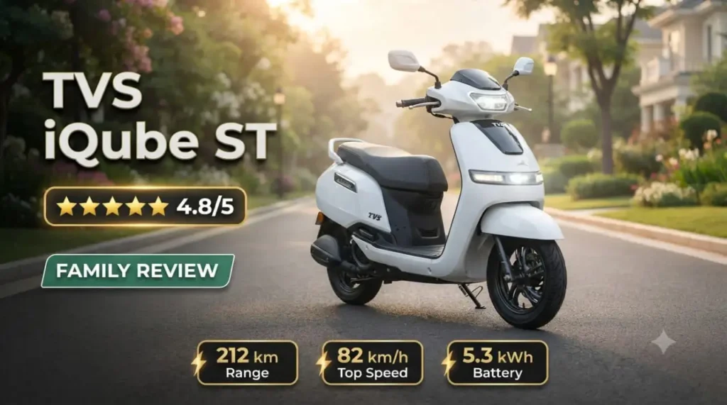 TVS iQube ST electric scooter with smart TFT display and comfortable ride