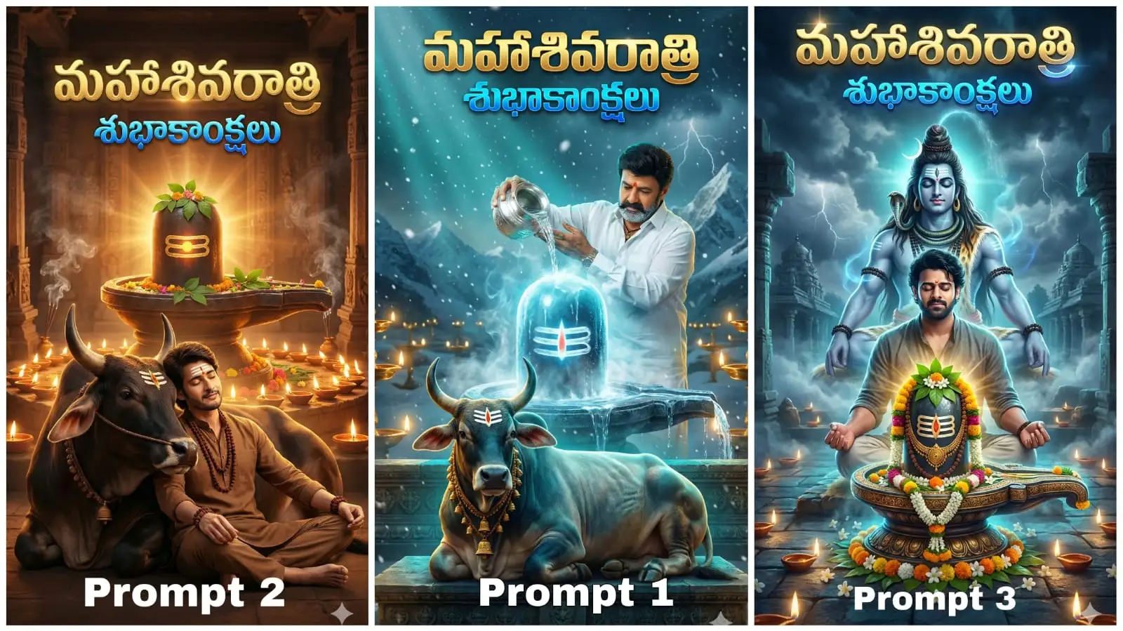 Mahashivaratri 2026 AI image prompt poster with Shivalingam abhishekam and cinematic devotional lighting