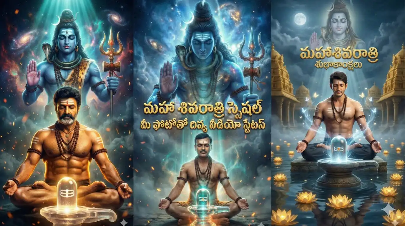 Mahashivratri AI video status creation with own photo Shiva blessing cinematic poster